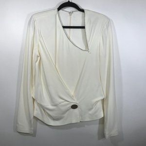 Alexander Wang Long Sleeve Crepe Zip Neck Detail Back Zip Shacket Blouse PS